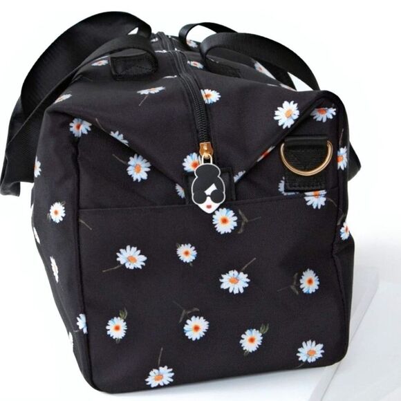 NEW ALICE & OLIVIA FLORAL DUFFEL TRAVEL WEEKEND BAG IN PACKAGE DAISY NAVY NWT - Picture 5 of 8